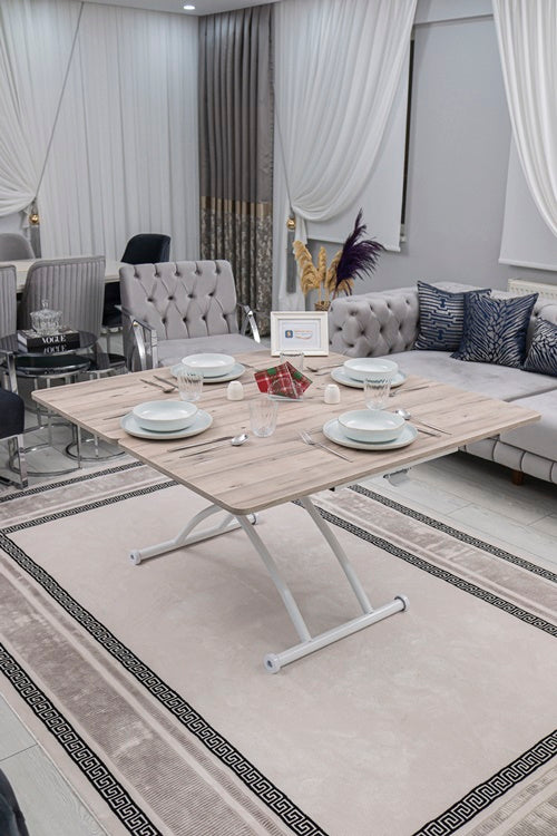 Juppo Series - Oval Corner MDF Top, Round White Outward Curved Base