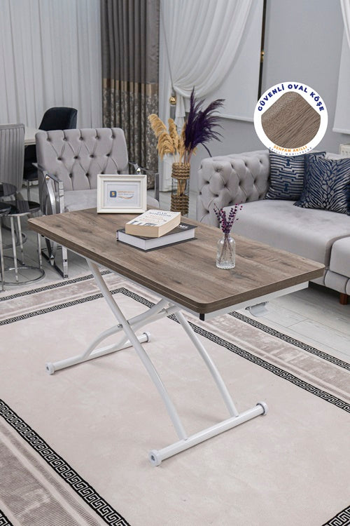 Juppo Series - Oval Corner MDF Top, Round White Outward Curved Base