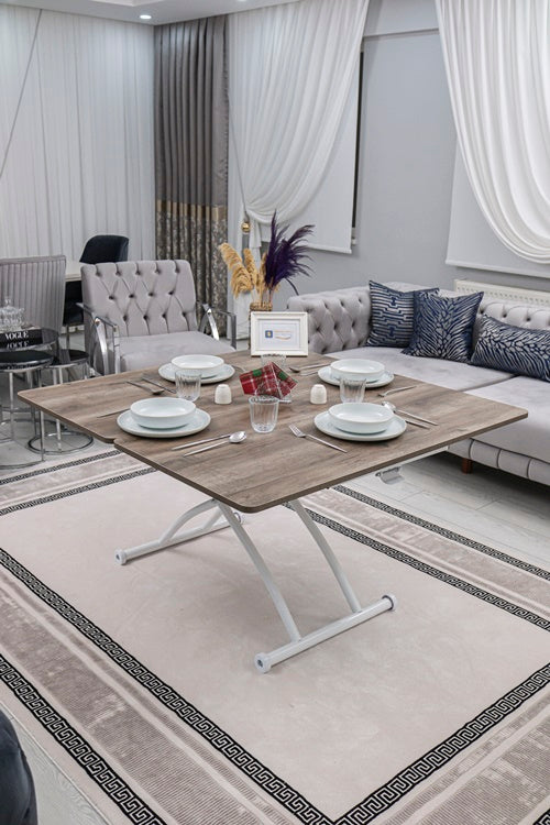 Juppo Series - Oval Corner MDF Top, Round White Outward Curved Base