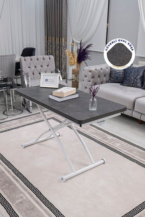 Juppo Series - Oval Corner MDF Top, Round White Outward Curved Base