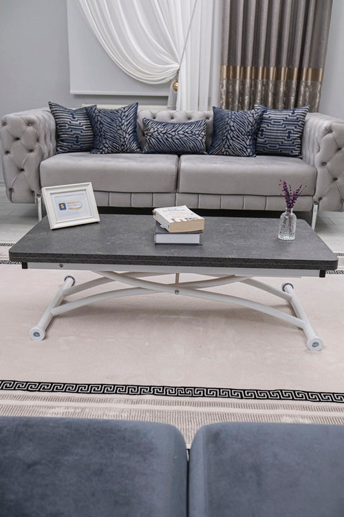 Juppo Series - Oval Corner MDF Top, Round White Outward Curved Base