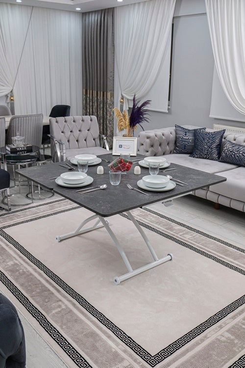 Juppo Series - Oval Corner MDF Top, Round White Outward Curved Base