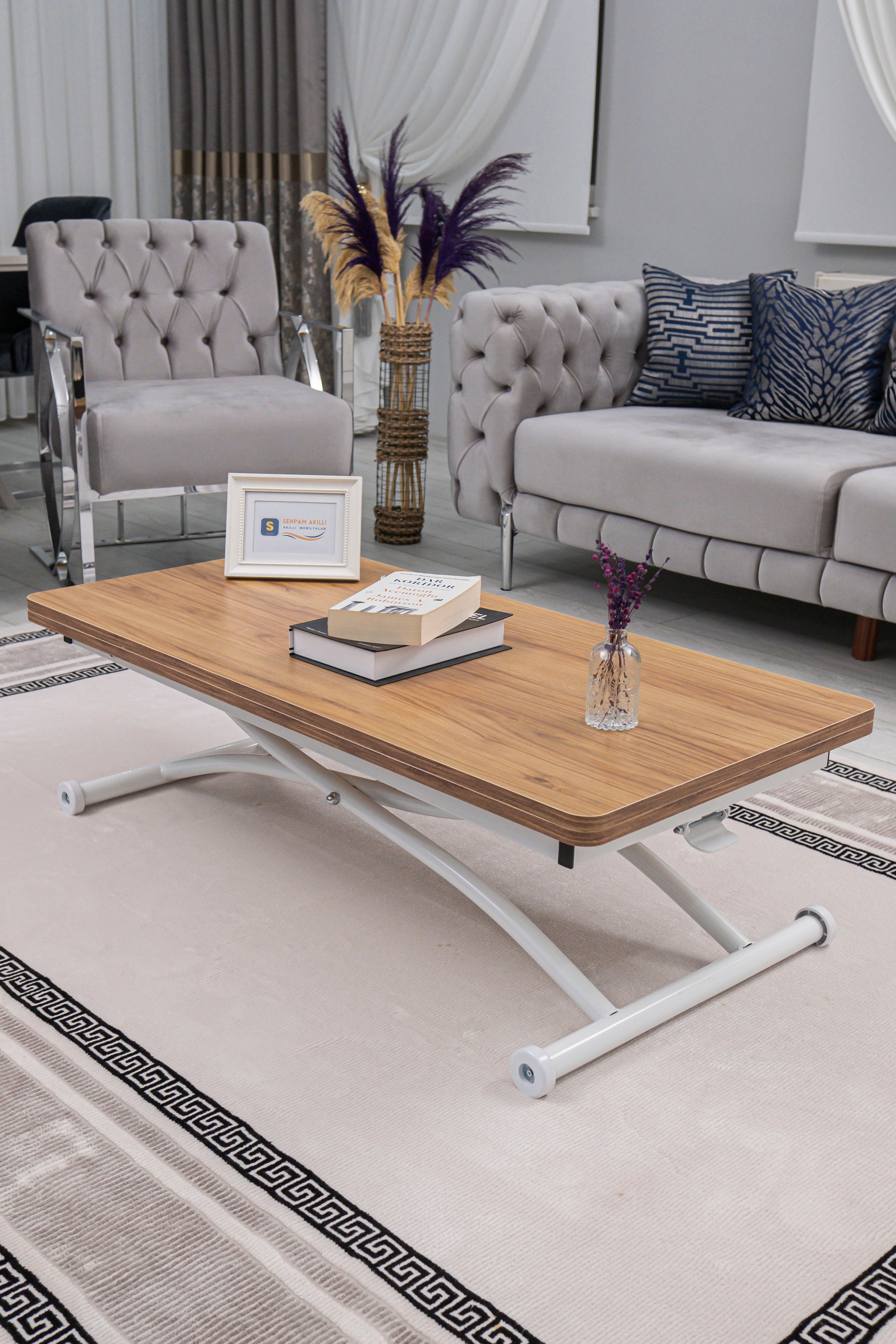 Juppo Series - Oval Corner MDF Top, Round White Outward Curved Base