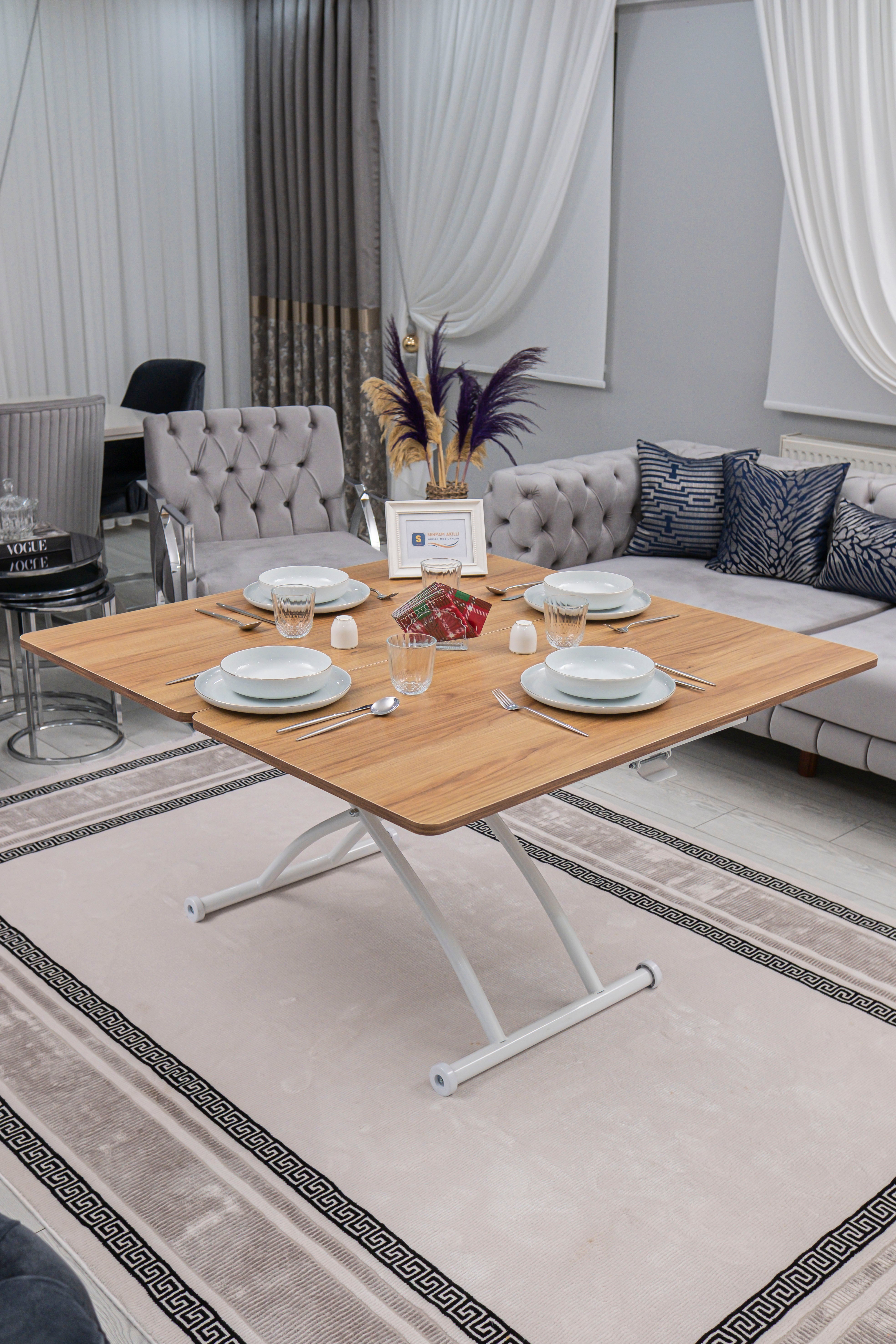 Juppo Series - Oval Corner MDF Top, Round White Outward Curved Base