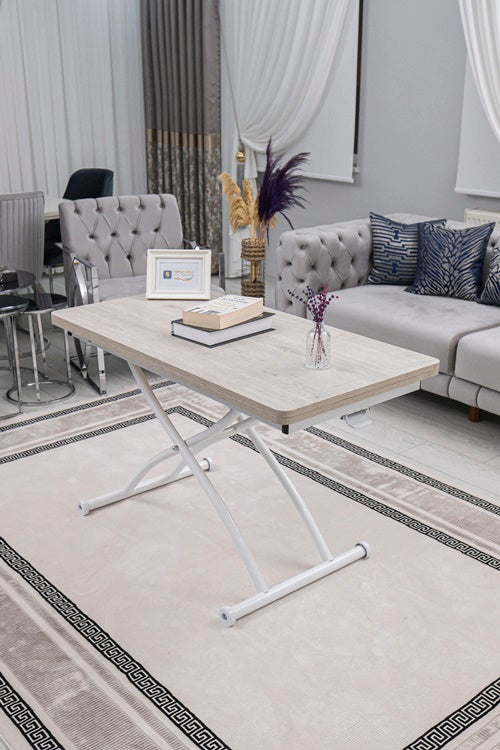 Juppo Series - Oval Corner MDF Top, Round White Outward Curved Base