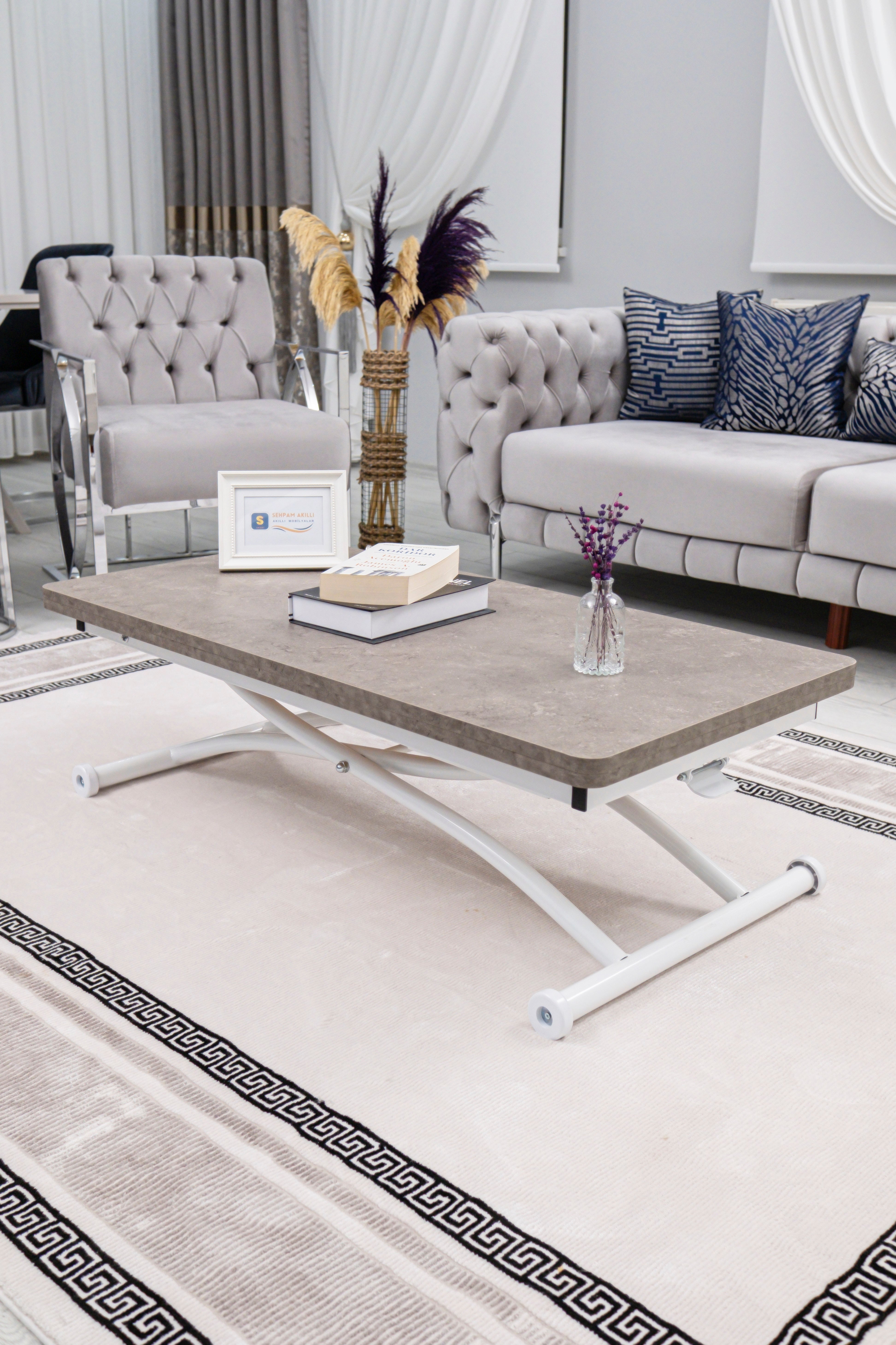 Juppo Series - Oval Corner MDF Top, Round White Outward Curved Base