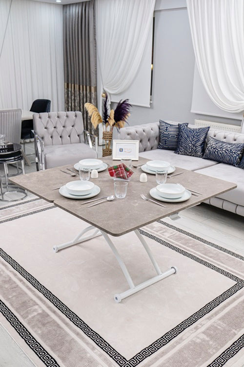 Juppo Series - Oval Corner MDF Top, Round White Outward Curved Base