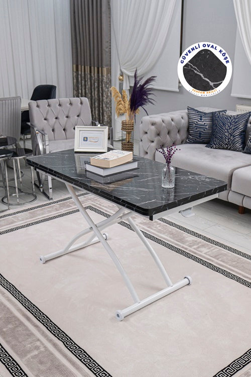 Juppo Series - Oval Corner MDF Top, Round White Outward Curved Base