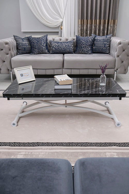 Juppo Series - Oval Corner MDF Top, Round White Outward Curved Base