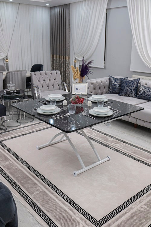 Juppo Series - Oval Corner MDF Top, Round White Outward Curved Base