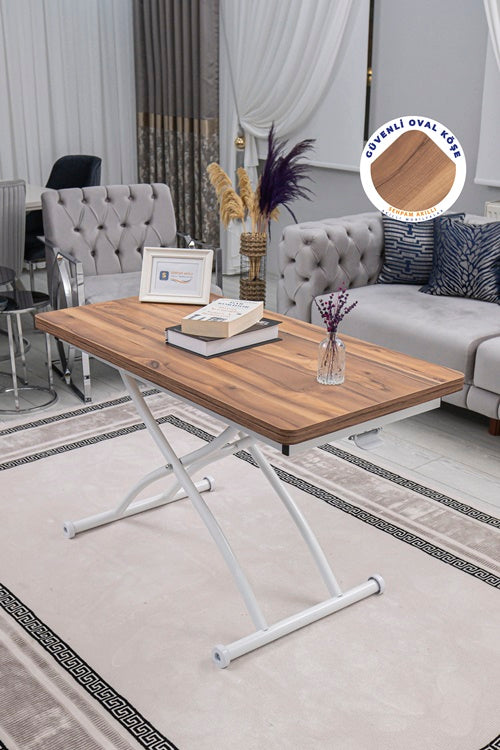 Juppo Series - Oval Corner MDF Top, Round White Outward Curved Base