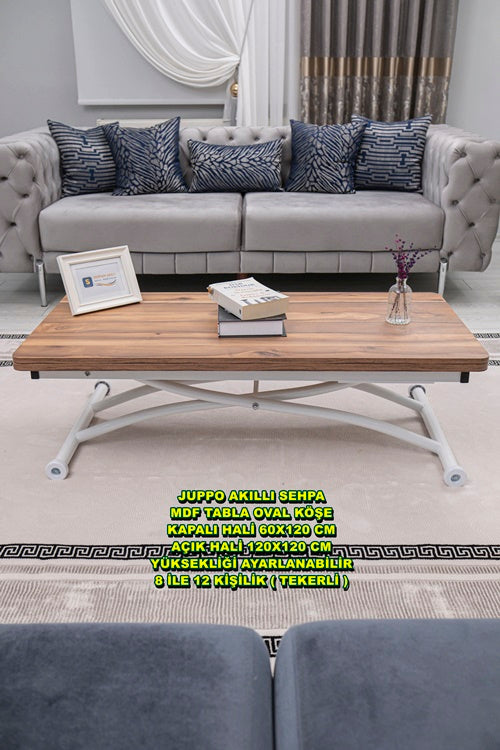 Juppo Series - Oval Corner MDF Top, Round White Outward Curved Base