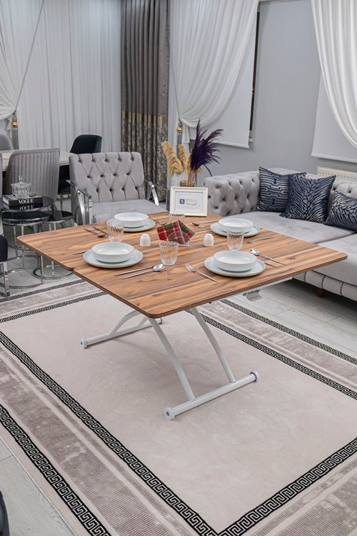 Juppo Series - Oval Corner MDF Top, Round White Outward Curved Base