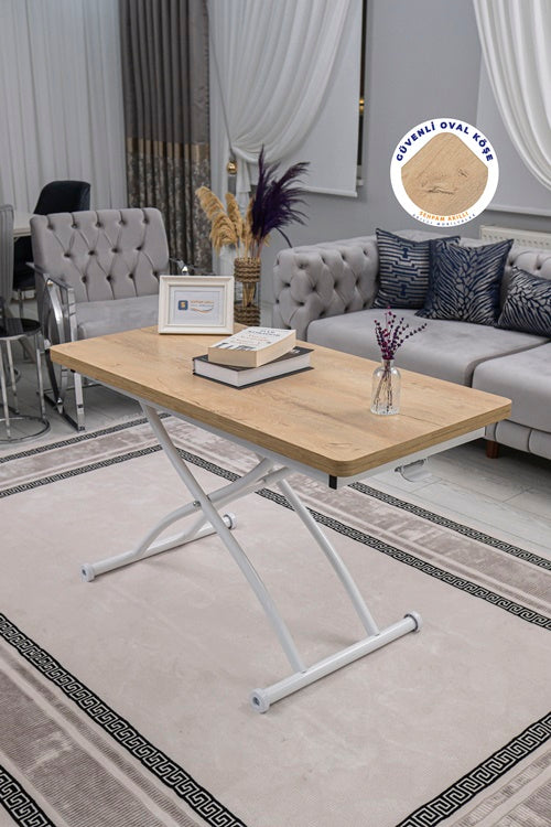 Juppo Series - Oval Corner MDF Top, Round White Outward Curved Base