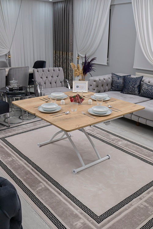 Juppo Series - Oval Corner MDF Top, Round White Outward Curved Base