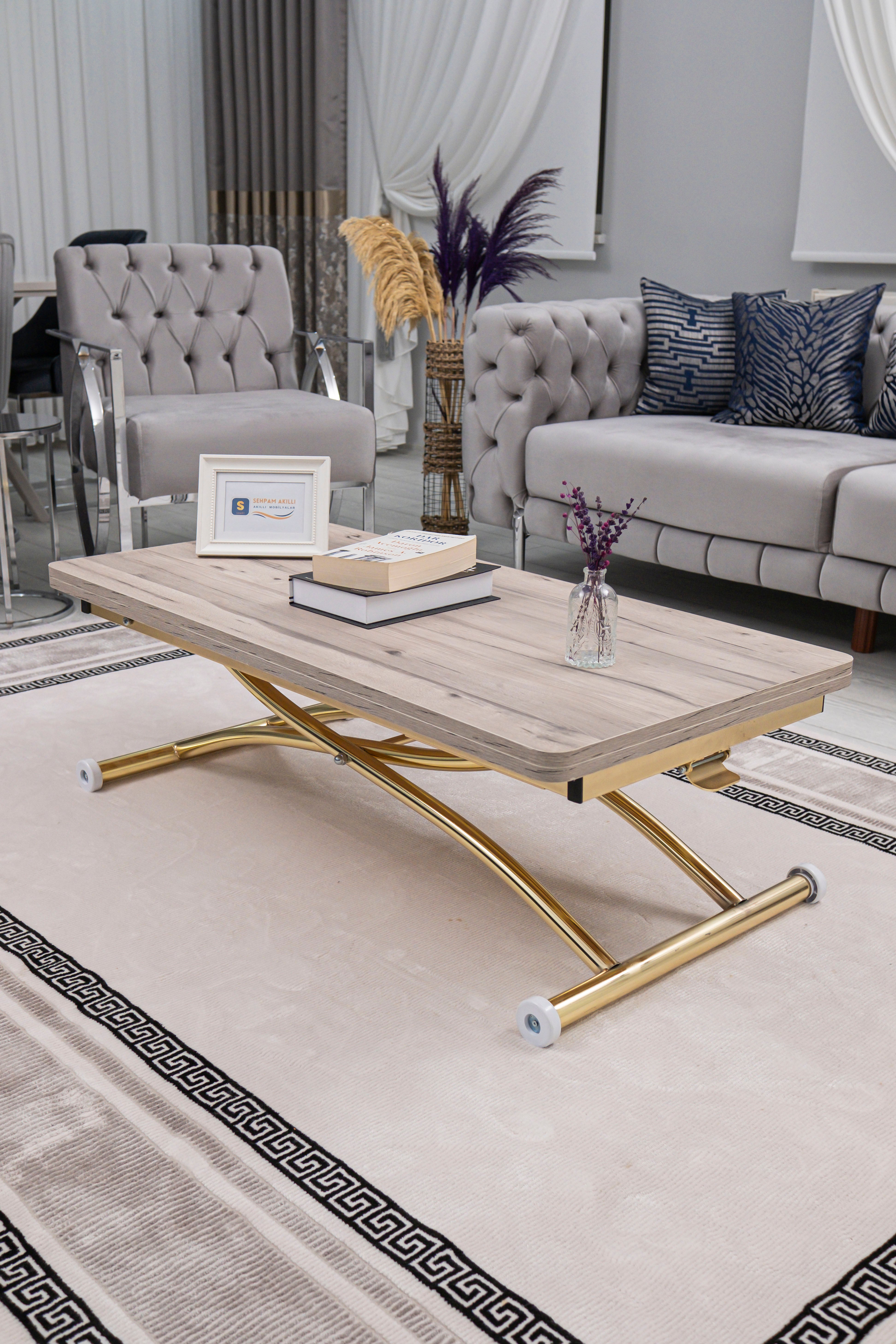 Juppo Series - Oval Corner MDF Top, Round Gold Outward Curved Base