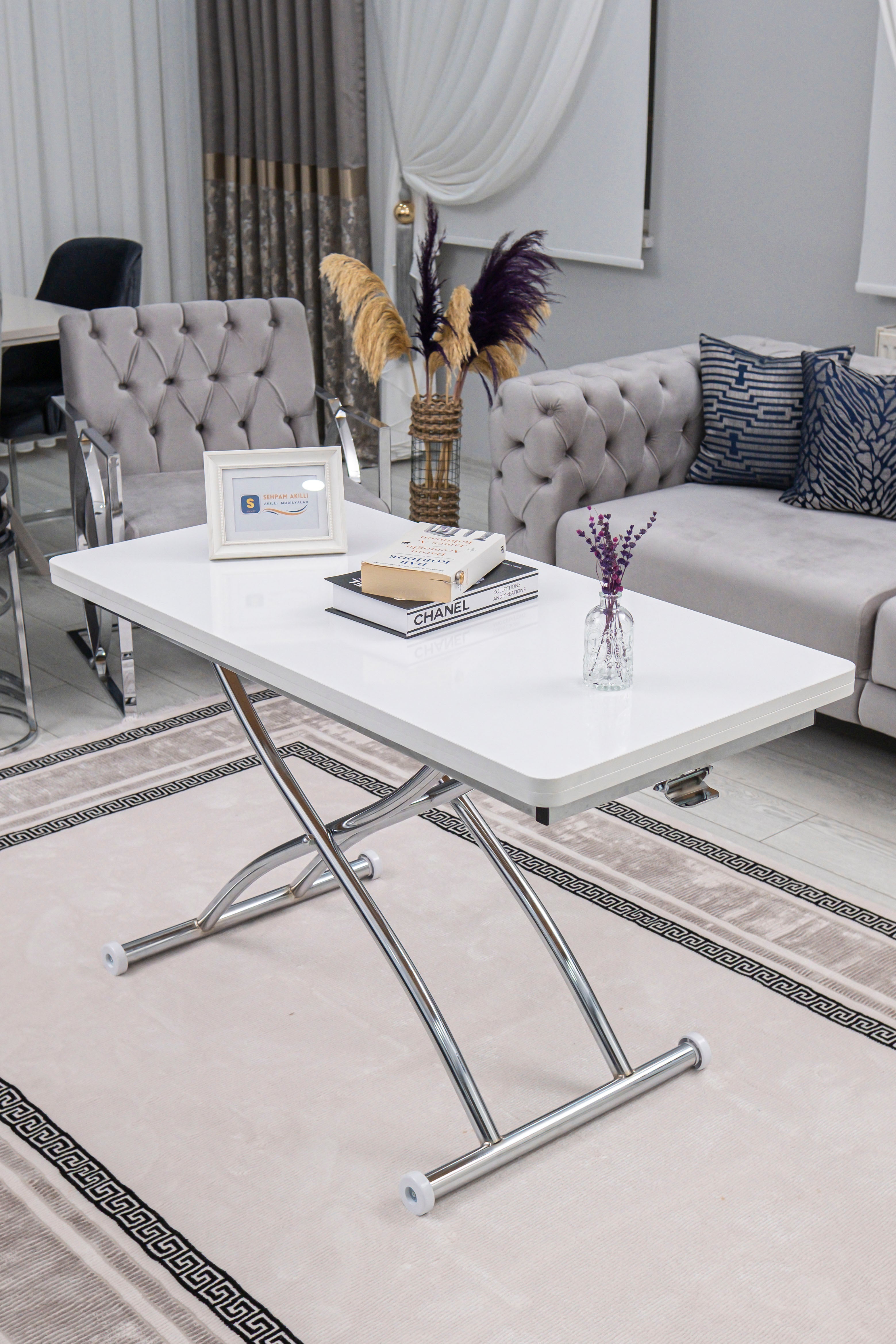 Juppo Series - Oval Corner MDF Top, Round Chrome Outward Curved Base