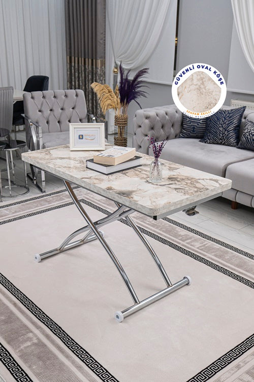 Juppo Series - Oval Corner MDF Top, Round Chrome Outward Curved Base