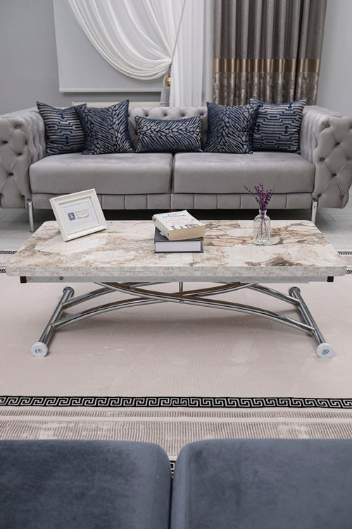 Juppo Series - Oval Corner MDF Top, Round Chrome Outward Curved Base