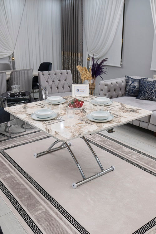 Juppo Series - Oval Corner MDF Top, Round Chrome Outward Curved Base