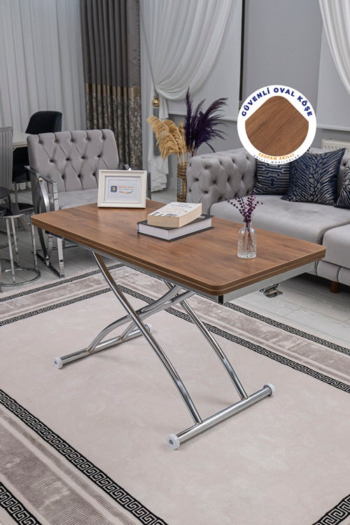 Juppo Series - Oval Corner MDF Top, Round Chrome Outward Curved Base