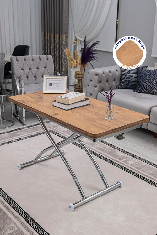 Juppo Series - Oval Corner MDF Top, Round Chrome Outward Curved Base