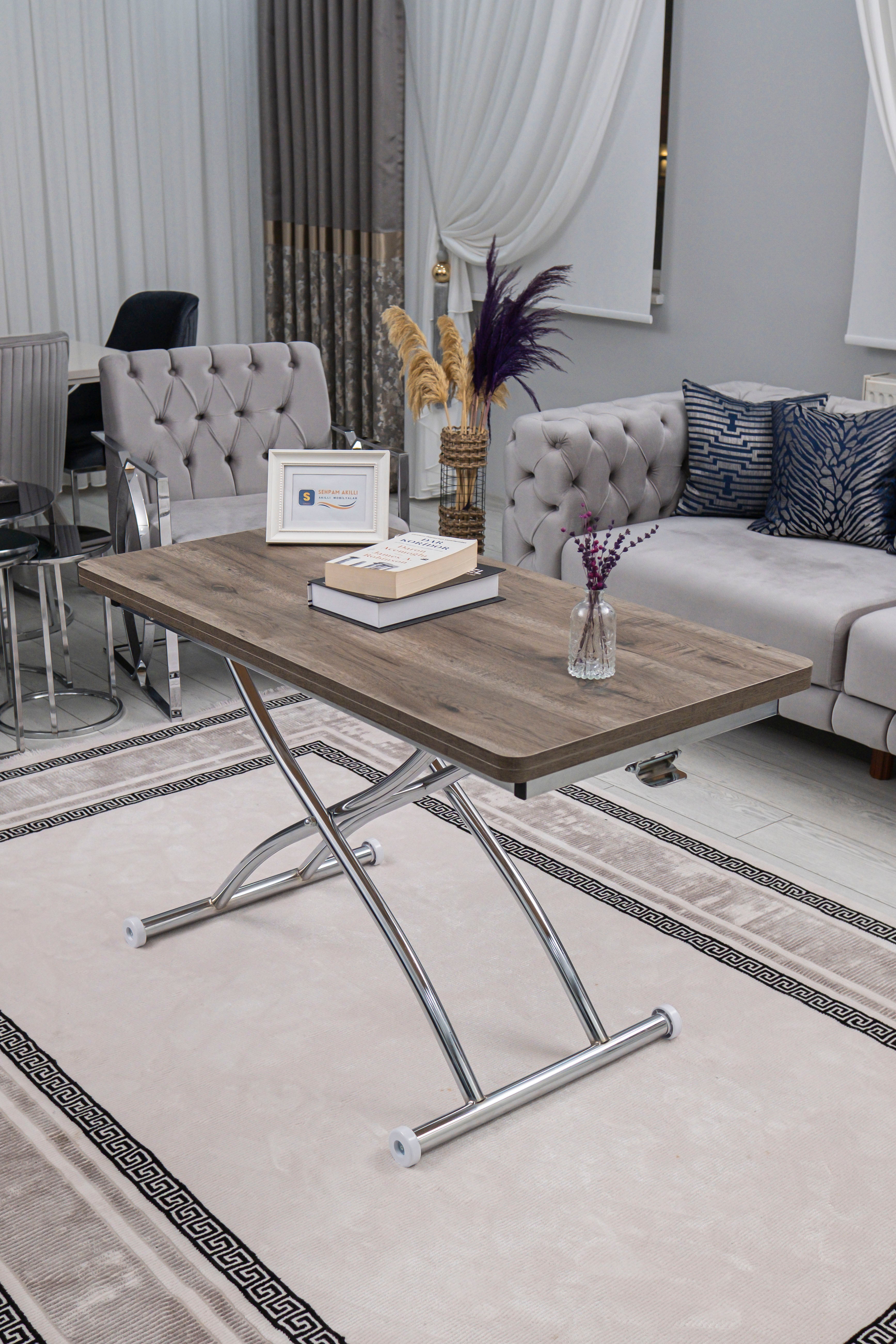 Juppo Series - Oval Corner MDF Top, Round Chrome Outward Curved Base