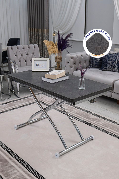 Juppo Series - Oval Corner MDF Top, Round Chrome Outward Curved Base