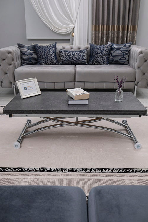 Juppo Series - Oval Corner MDF Top, Round Chrome Outward Curved Base