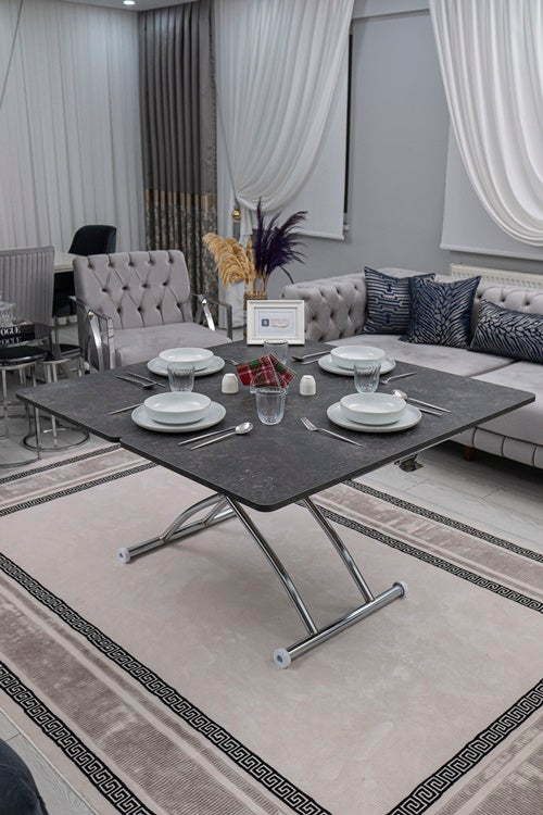 Juppo Series - Oval Corner MDF Top, Round Chrome Outward Curved Base