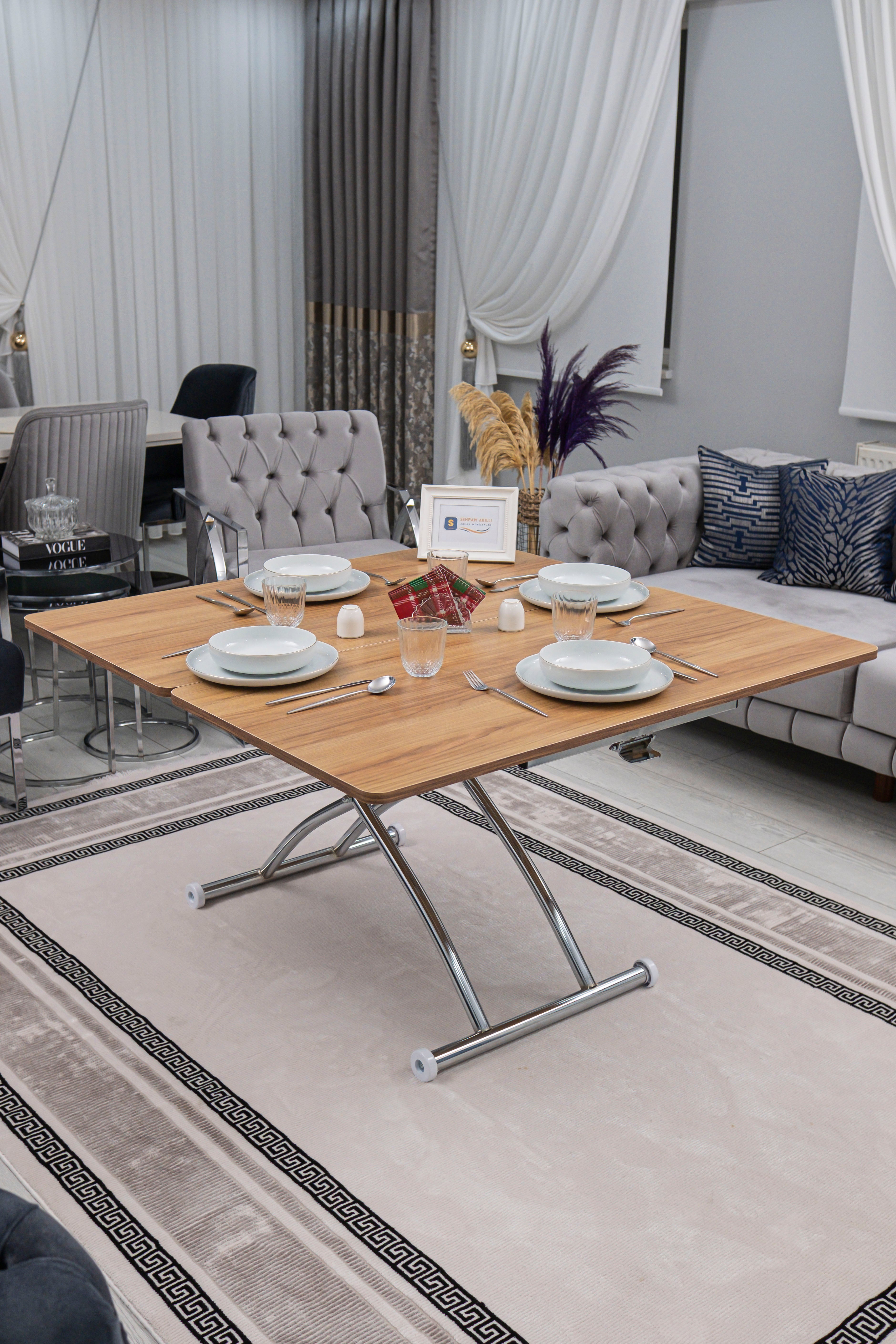 Juppo Series - Oval Corner MDF Top, Round Chrome Outward Curved Base