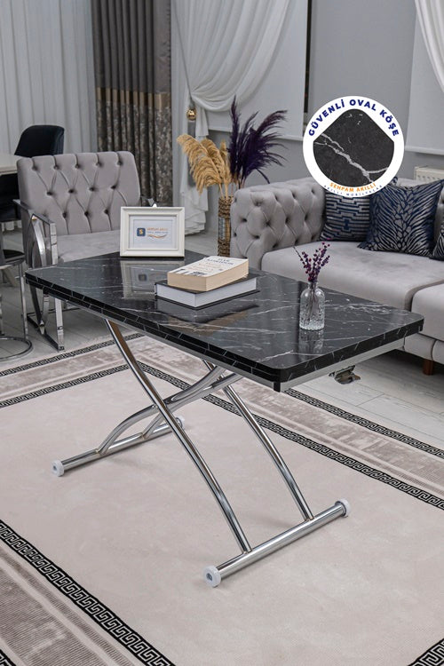 Juppo Series - Oval Corner MDF Top, Round Chrome Outward Curved Base