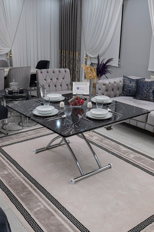 Juppo Series - Oval Corner MDF Top, Round Chrome Outward Curved Base