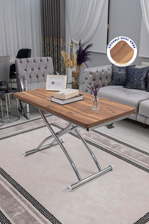 Juppo Series - Oval Corner MDF Top, Round Chrome Outward Curved Base