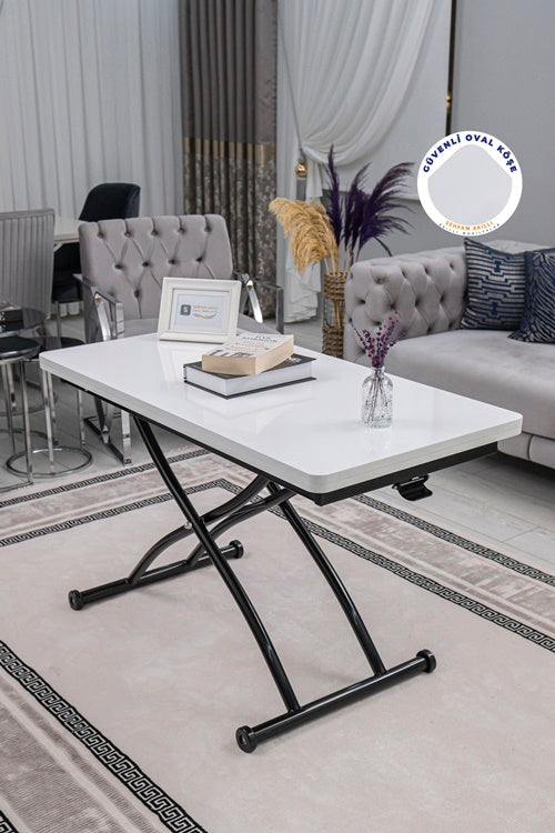 Juppo Series - Oval Corner MDF Top, Round Black Outward Curved Base