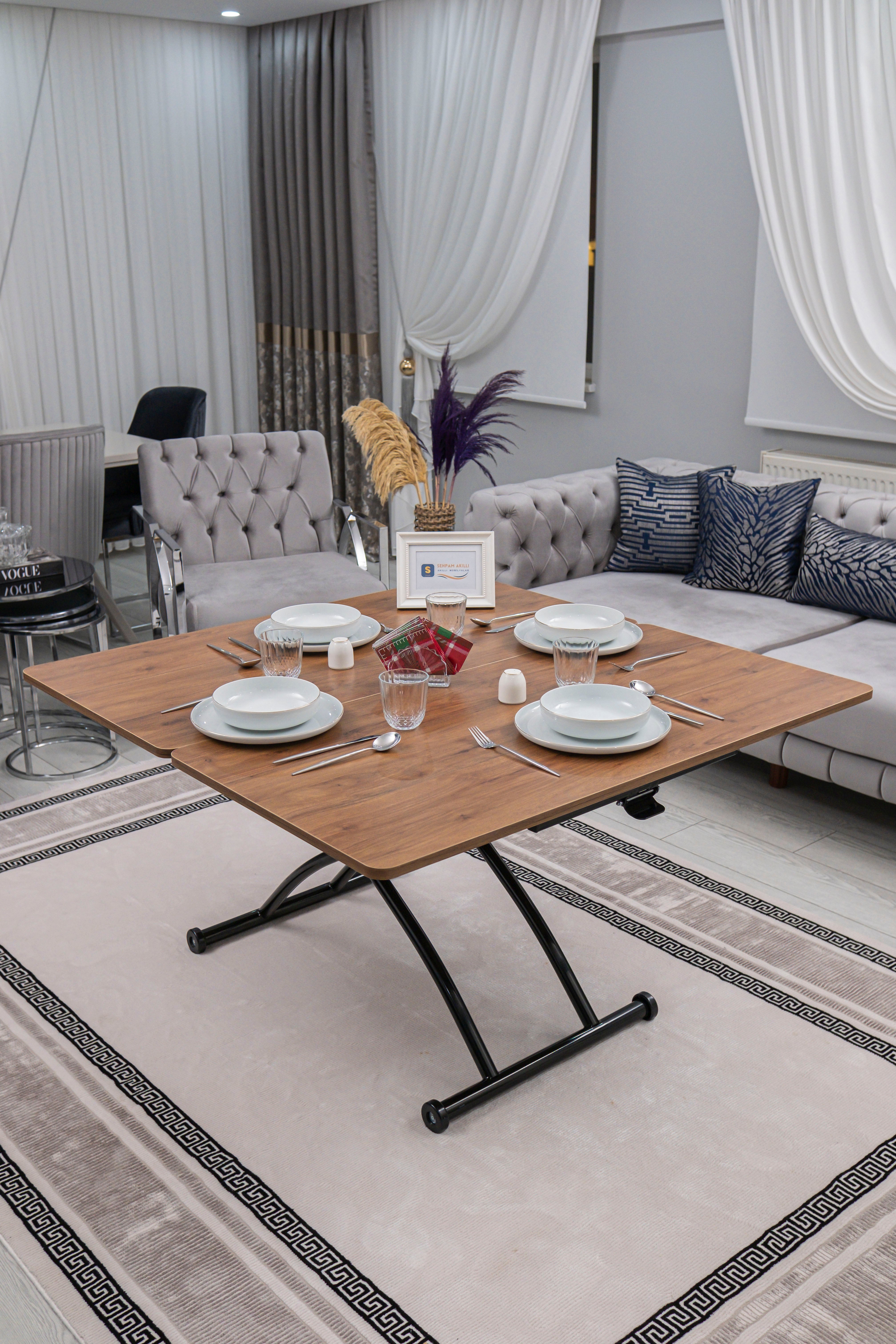 Juppo Series - Oval Corner MDF Top, Round Black Outward Curved Base