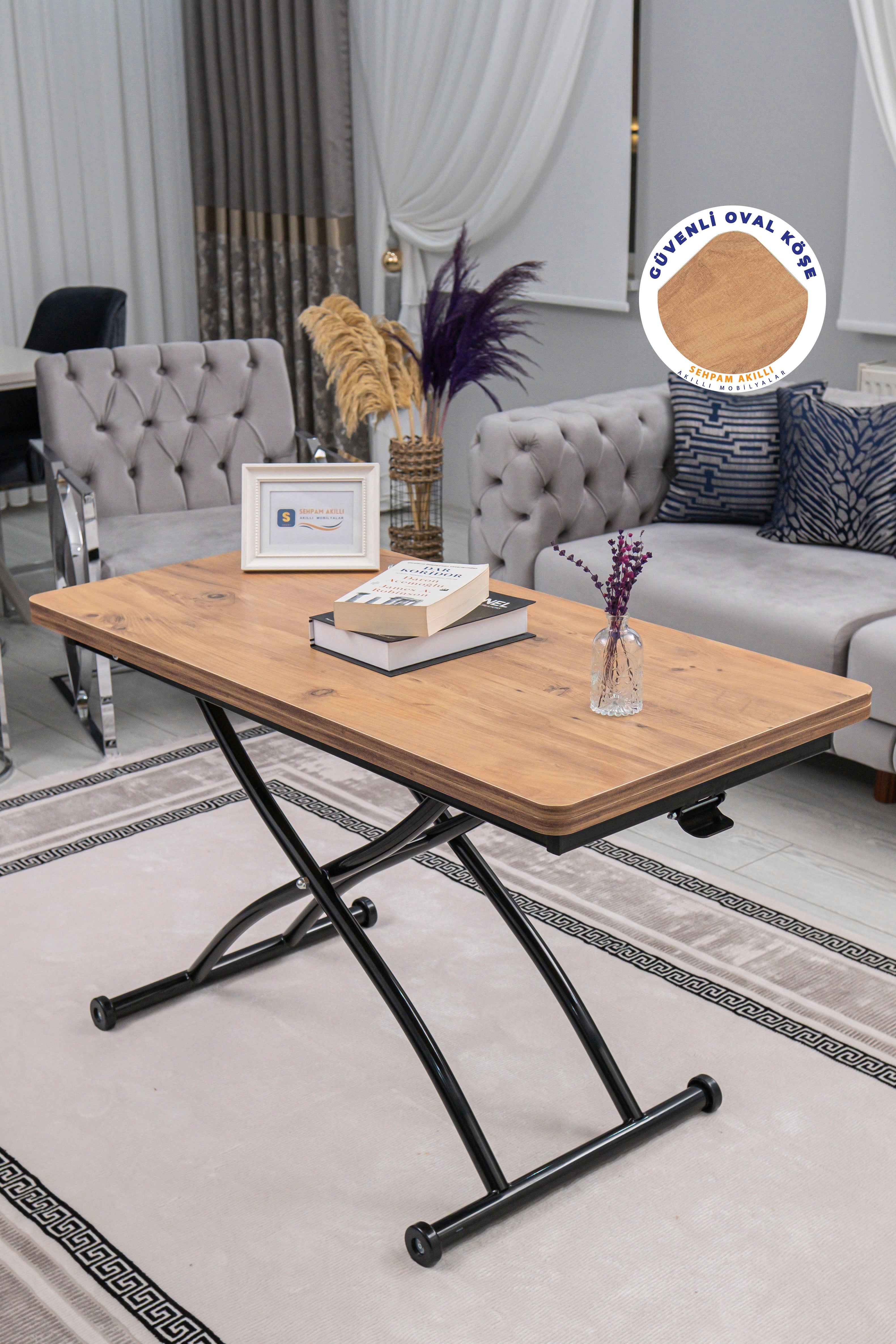 Juppo Series - Oval Corner MDF Top, Round Black Outward Curved Base