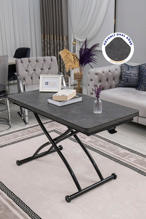 Juppo Series - Oval Corner MDF Top, Round Black Outward Curved Base