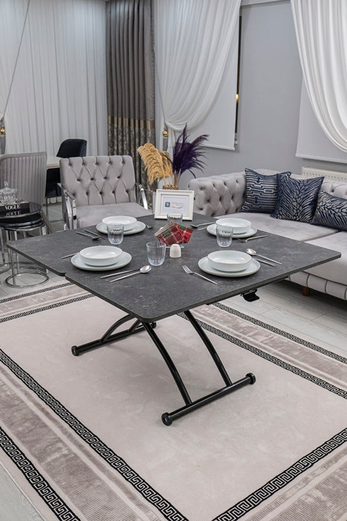 Juppo Series - Oval Corner MDF Top, Round Black Outward Curved Base