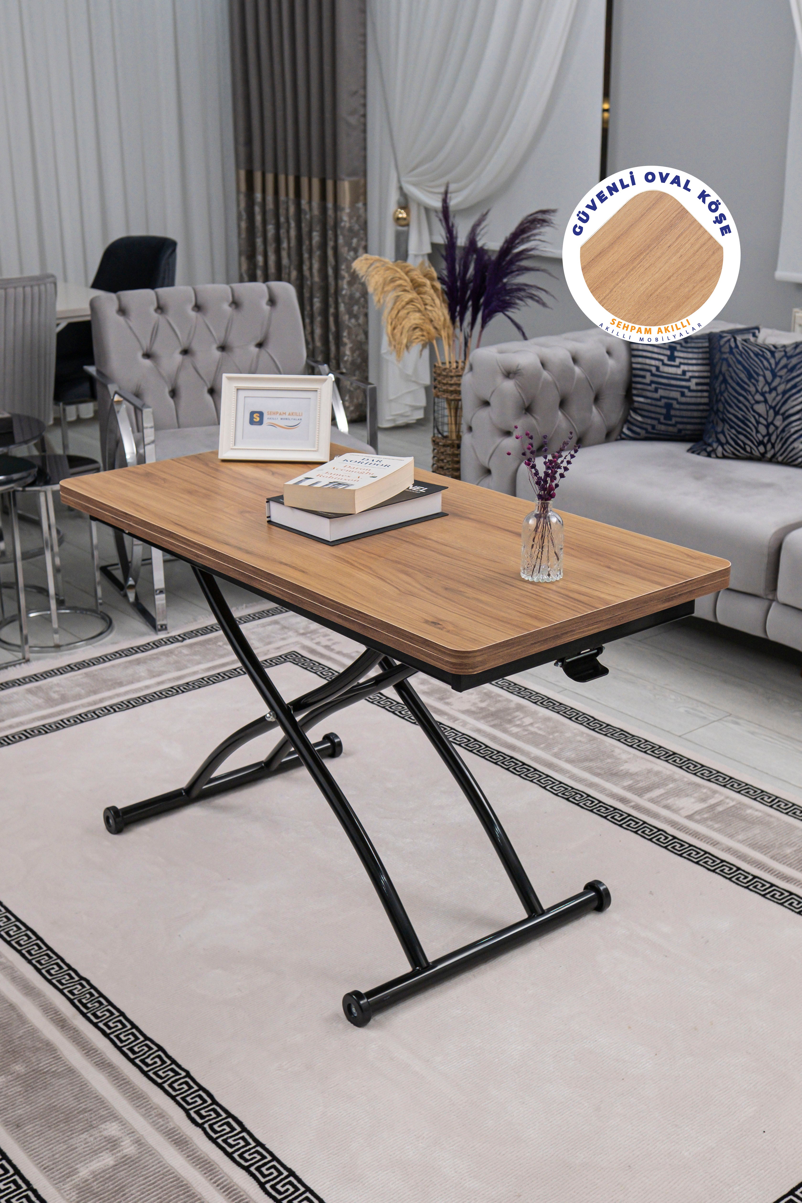 Juppo Series - Oval Corner MDF Top, Round Black Outward Curved Base