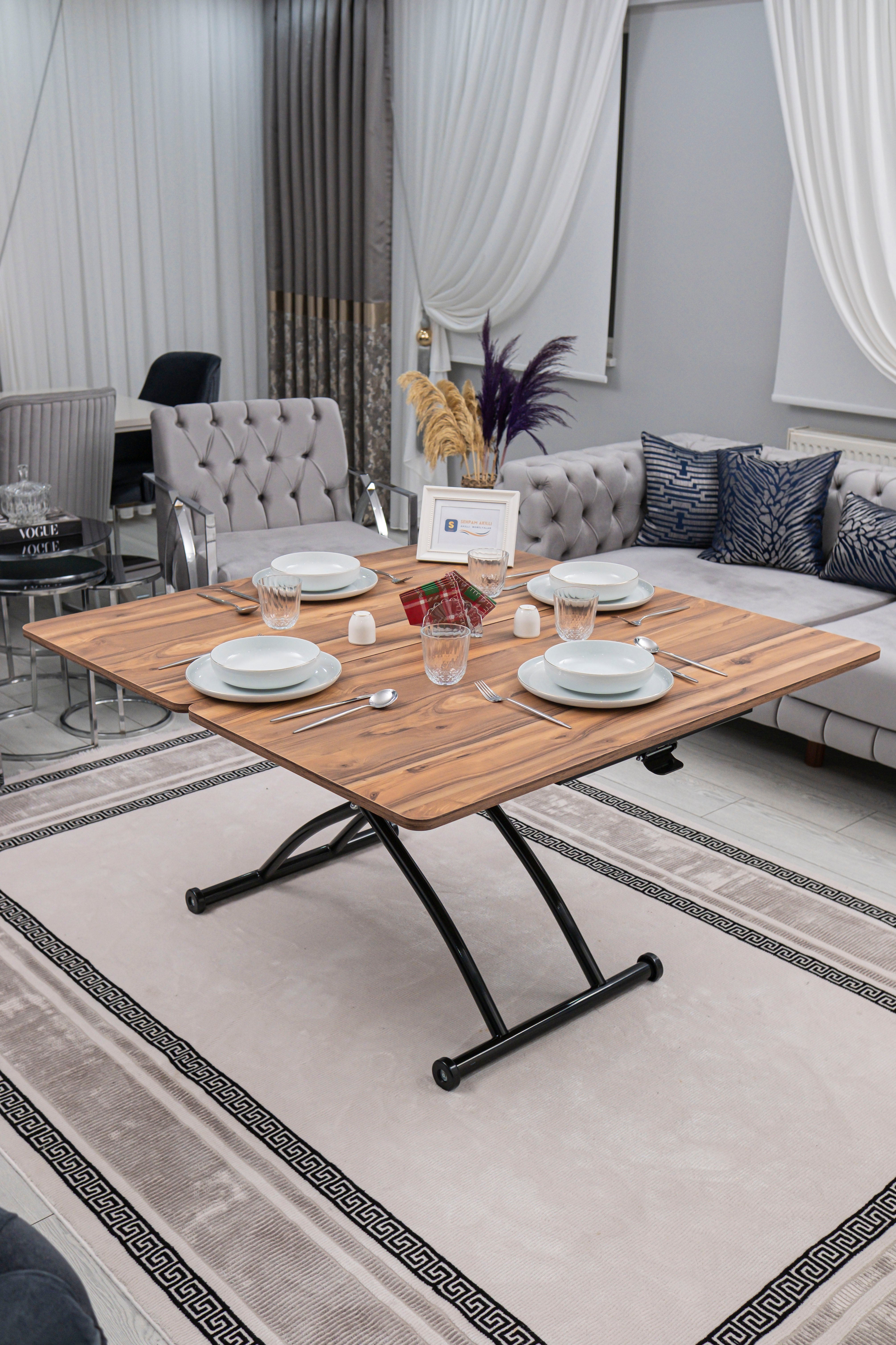 Juppo Series - Oval Corner MDF Top, Round Black Outward Curved Base