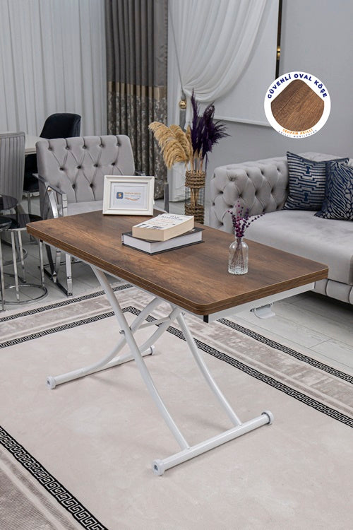 Juppo Series - Oval Corner MDF Top, Round White Inward Curved Base