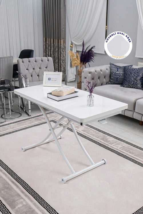 Juppo Series - Oval Corner MDF Top, Round White Inward Curved Base