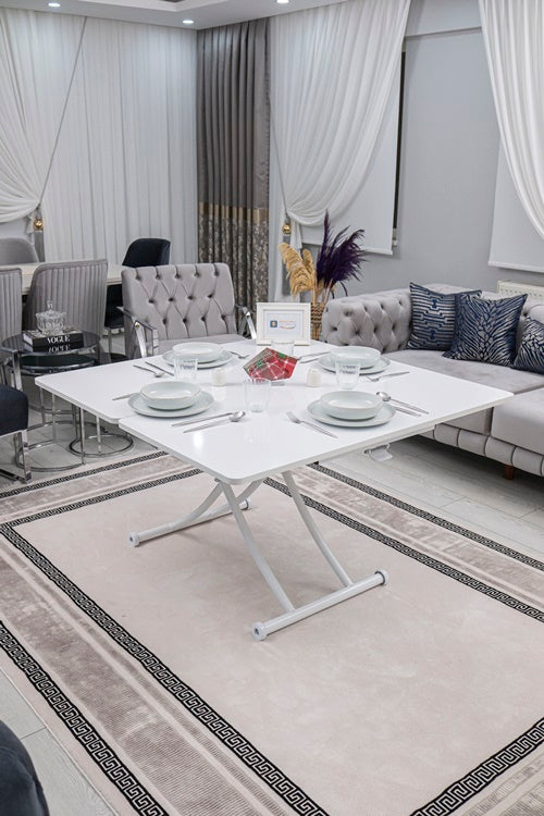 Juppo Series - Oval Corner MDF Top, Round White Inward Curved Base