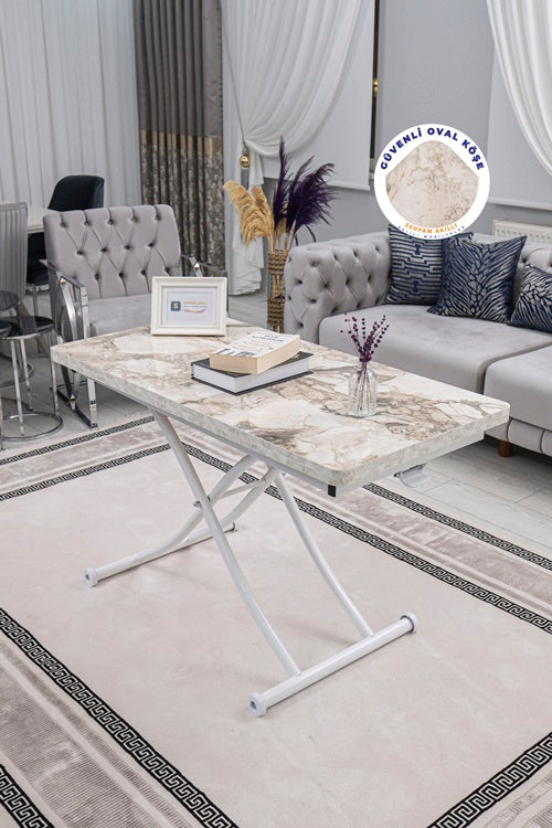 Juppo Series - Oval Corner MDF Top, Round White Inward Curved Base