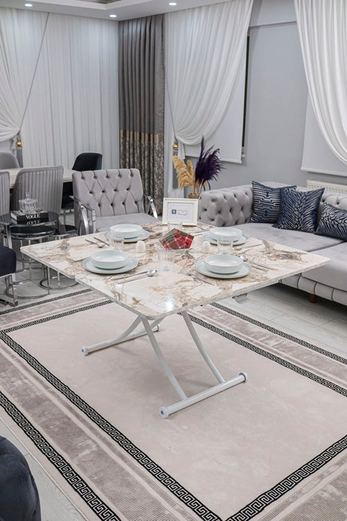 Juppo Series - Oval Corner MDF Top, Round White Inward Curved Base