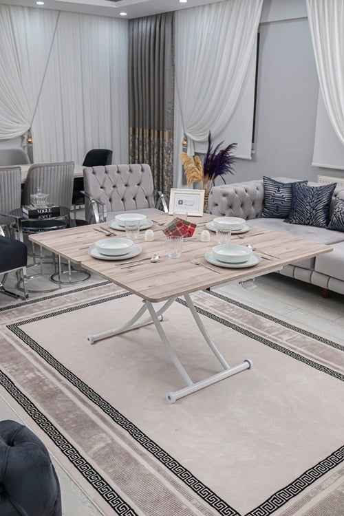 Juppo Series - Oval Corner MDF Top, Round White Inward Curved Base