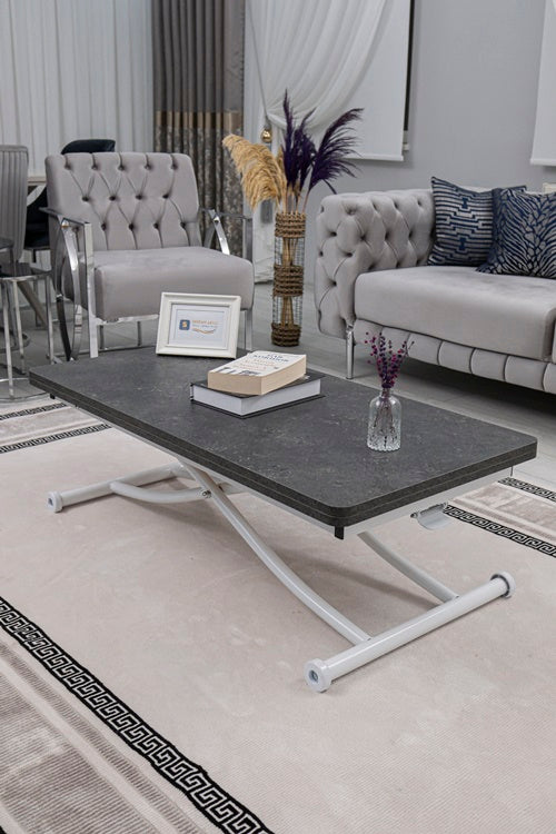 Juppo Series - Oval Corner MDF Top, Round White Inward Curved Base