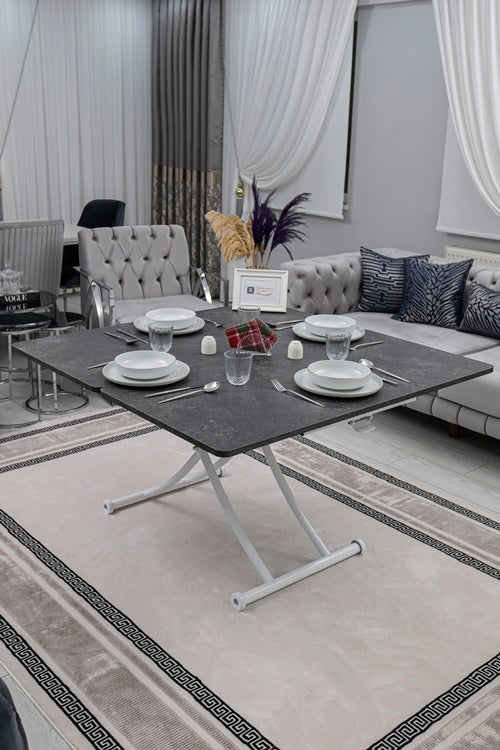 Juppo Series - Oval Corner MDF Top, Round White Inward Curved Base