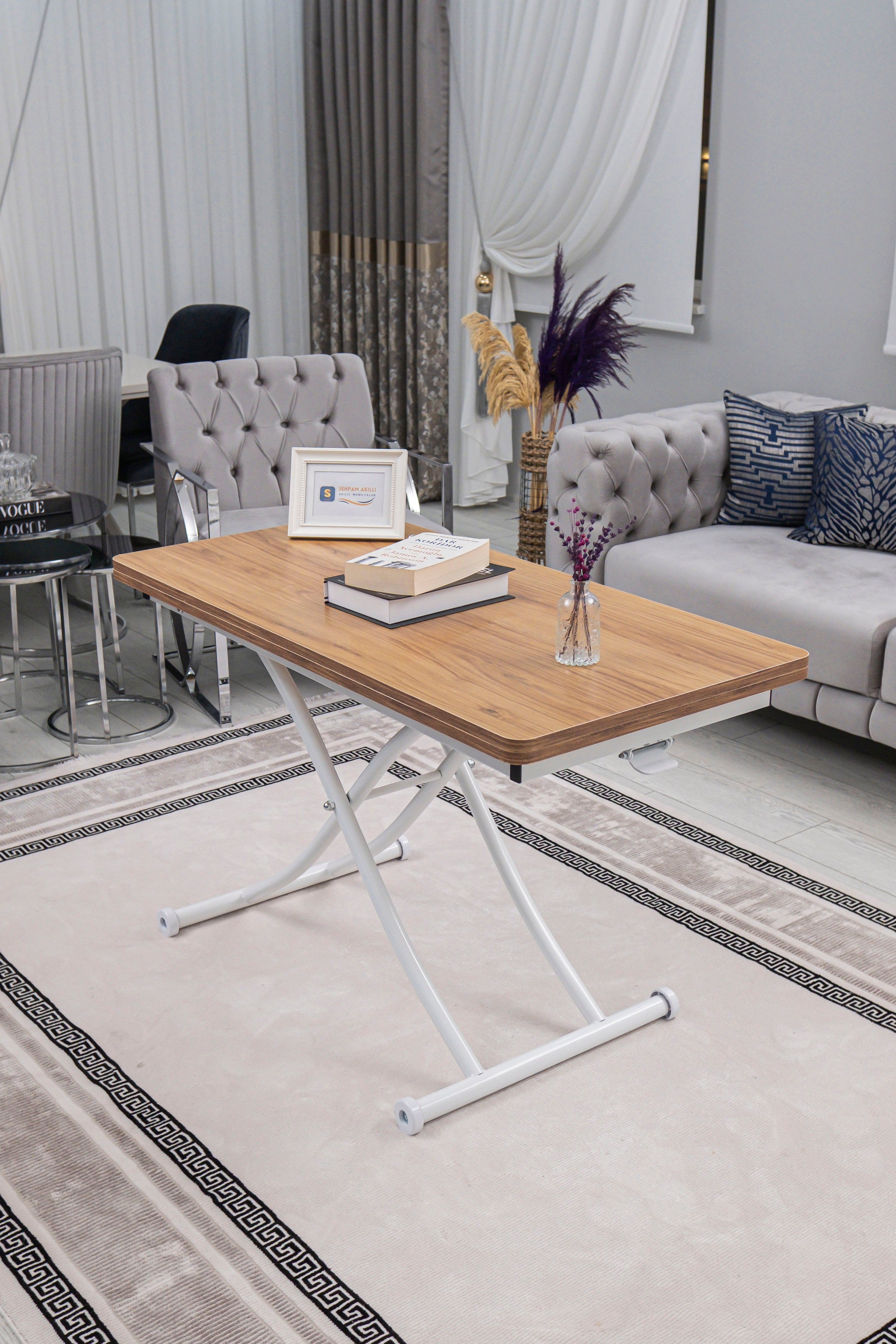 Juppo Series - Oval Corner MDF Top, Round White Inward Curved Base